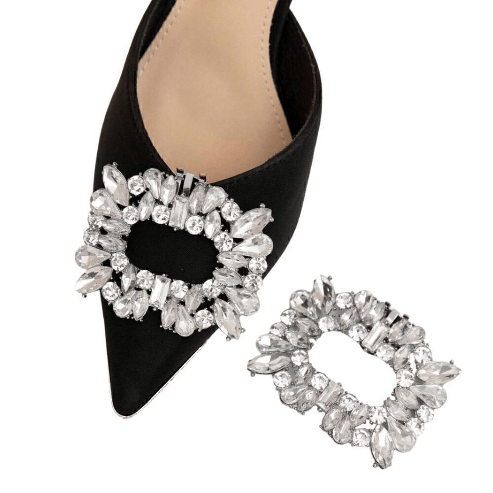 ✨💎 2pcs Rhinestone Square Buckle Shoe Jewelry Clips Decor Accessories NEW